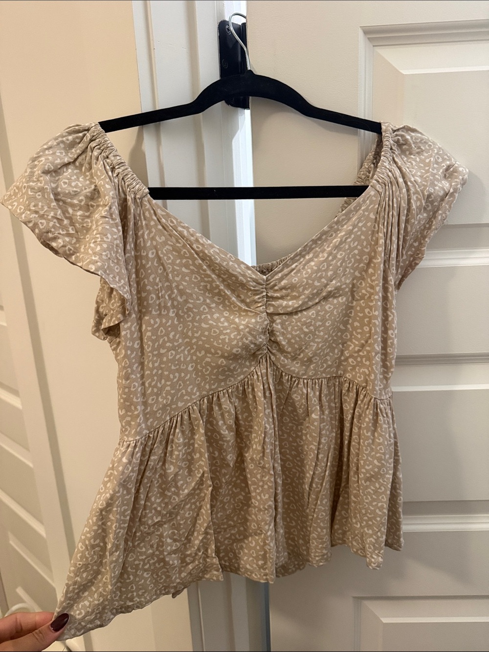 Japna Beige Printed Peplum Tunic Top